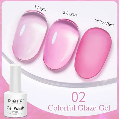 30ML Glitter Poly Nail Gel Hema Free Pink Glitter Acrylic Gel Finger Extension Nail Gel Semi-Permanent Nail Varnish For Manicure