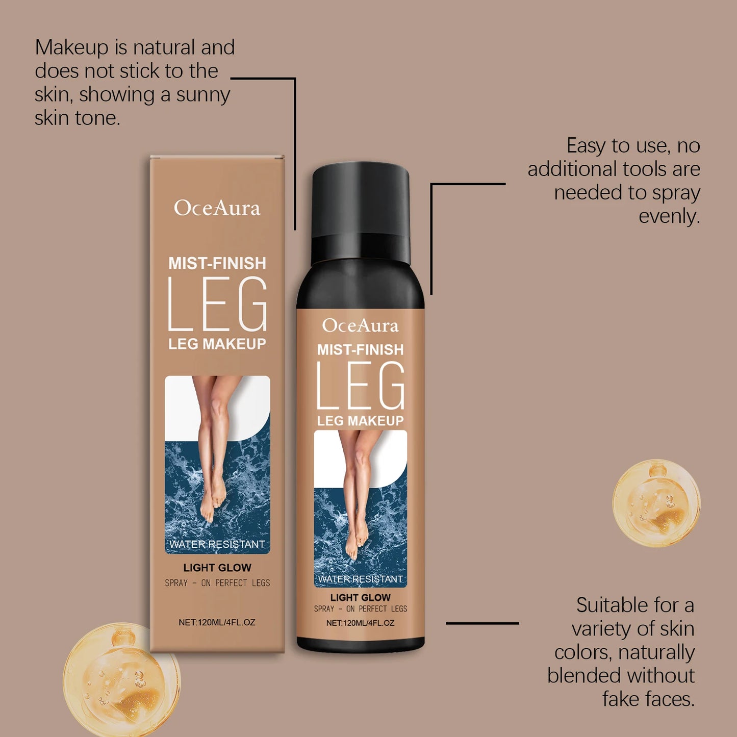 Bronze Leg Makeup Liquid Concealer Even Skin Tone Lasting Moisturizing Body Foundation Cover Tattoo Blemish Fake Tanning Spray