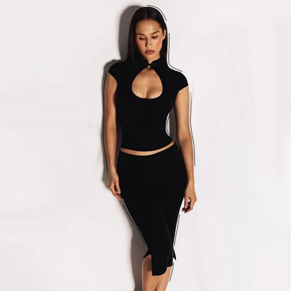 Ahagaga Fashion Women's Summer Club T-Shirt Tops Versatile Waist-cinching Chest Hollow Out Short Sleeves Y2k Sexy Female Casual