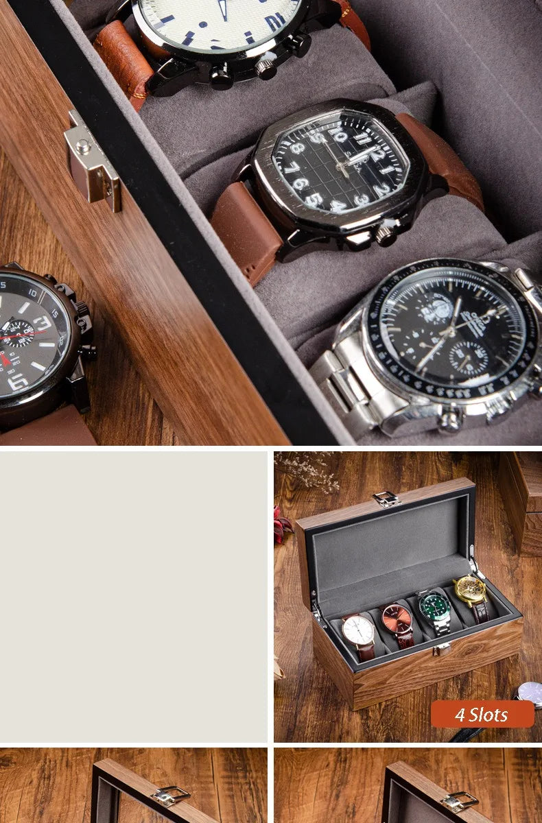 Wooden Watch Box Mens Watch Case Storage Box Travel Luxury Watches Organizer Display Collection Portable Storage Boxes Men Gift