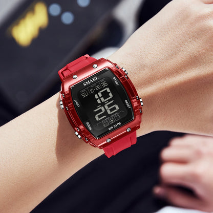 SMAEL Digital Watches Big Dial Rectangle Sport Watches LED Date 8108 Digital Watches 50m Waterproof Shockproof Men's Wristwatch