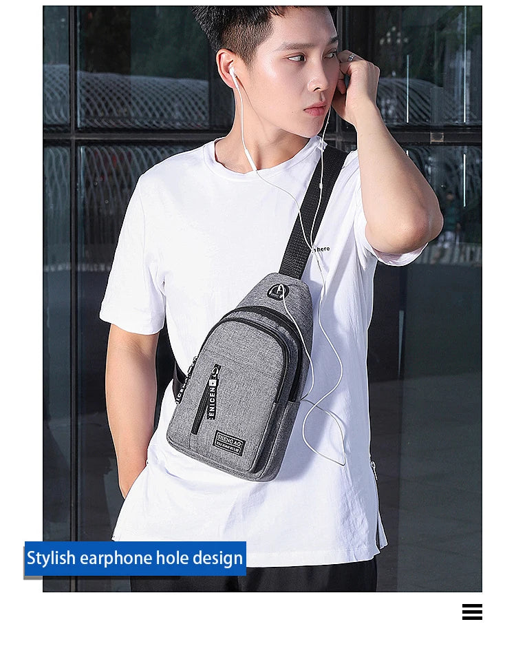 Travel Men's Handbags Multifunctional USB Chest Bag Designer Messenger Crossbody Bags Water-Proof Shoulder Bag Sports Back Pack