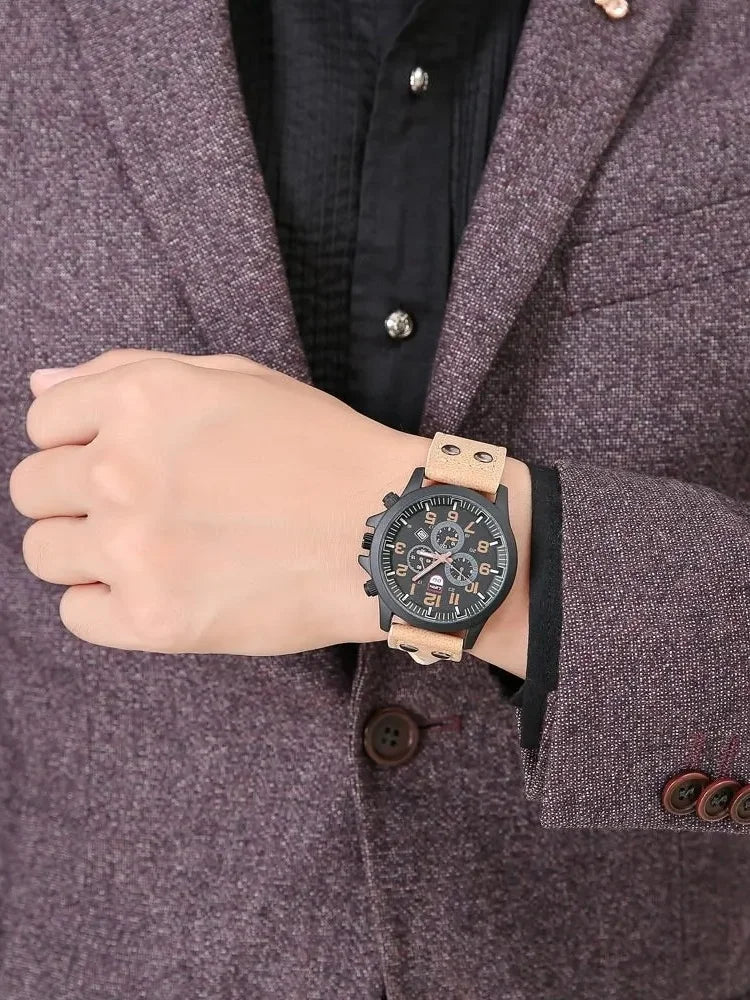 Luxury Brand Watch Men Leather Sports Watches Men's Army Military Quartz Wristwatch Male Clock Relogio Masculino Reloj Hombre