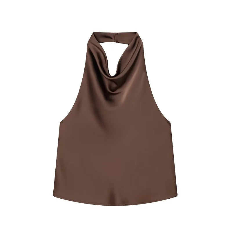Styledora Satin Halter Top