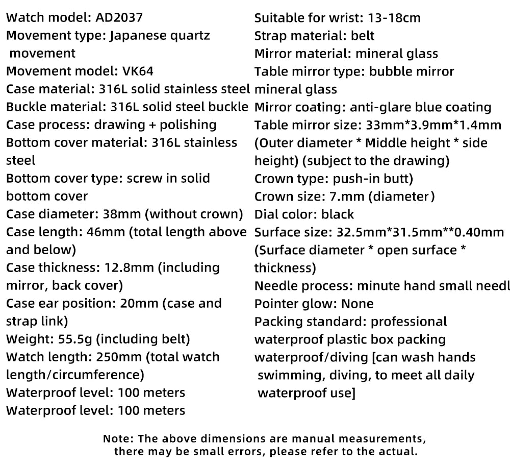 ADDIESDIVE 38mm Chronograph Quartz Watch 60min Business 100m Diving Men's Leather Watches Bubble Dome Mirror Retro Wristwatches