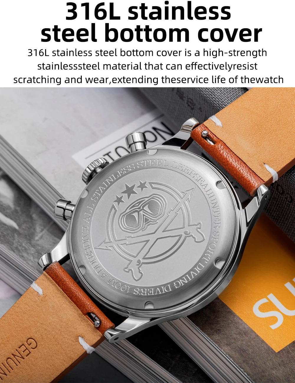 ADDIESDIVE 38mm Chronograph Quartz Watch 60min Business 100m Diving Men's Leather Watches Bubble Dome Mirror Retro Wristwatches