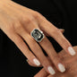 New Grey Crystal Geometric Ring Women Minimalist Design Silver Color Square Finger Rings Asymmetrical Zircon Daily Wear Jewelry