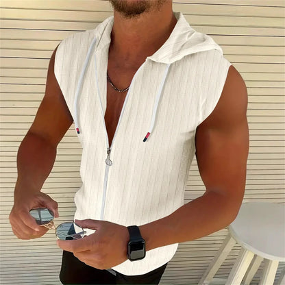 New Summer Sleeveless Zippered Jacquard Sportswear For Men 's