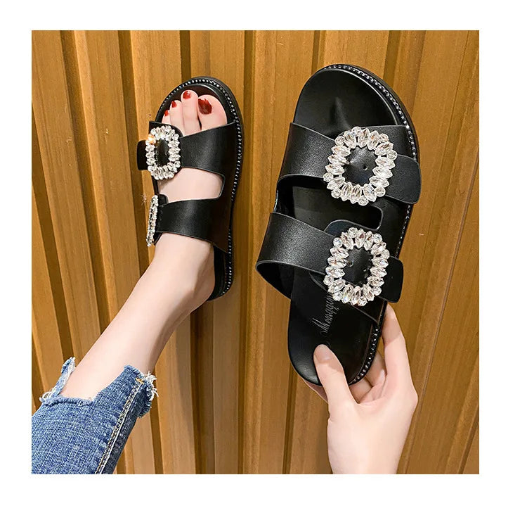 2026 Brand Rhinestone Buckle Sandals