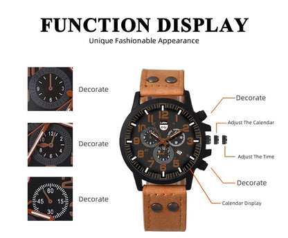 Luxury Brand Watch Men Leather Sports Watches Men's Army Military Quartz Wristwatch Male Clock Relogio Masculino Reloj Hombre
