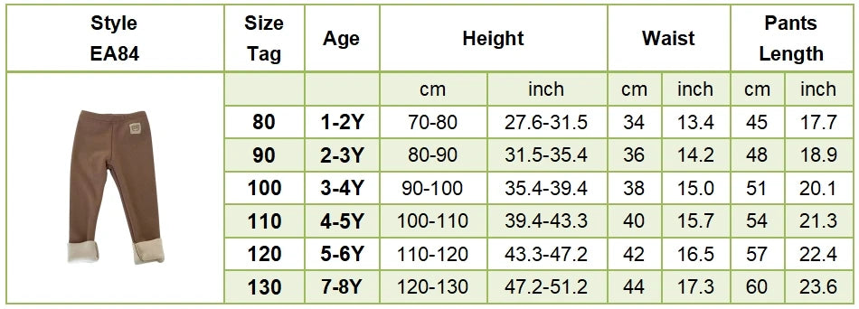 Plush Pants for Kids 1-8 Years Soft Warm Solid Color with Animal Cartoons Stretchy Comfy Winter Trousers for Boys and Girls