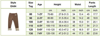 Plush Pants for Kids 1-8 Years Soft Warm Solid Color with Animal Cartoons Stretchy Comfy Winter Trousers for Boys and Girls