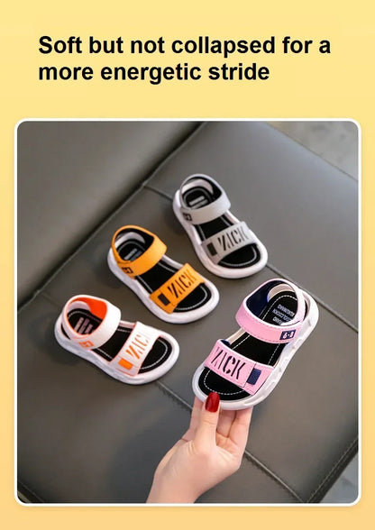 Sandálias simples e generosas para crianças, sapatos de estudantes, calçado casual, desgaste e off, fundo macio fácil, meninos e meninas
