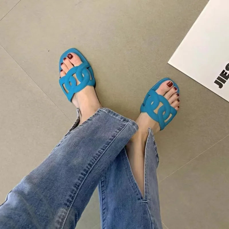 Woman Flat Slippers Candy Color Sandals
