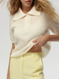 Bronladies Women's Polo Hollow Knitted Short Sleeved Sweater Spring Summer