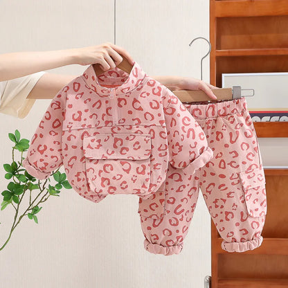 Baby Boys Girls Clothes stamp Cotton T-Shirt Pants 2Pcs/sets