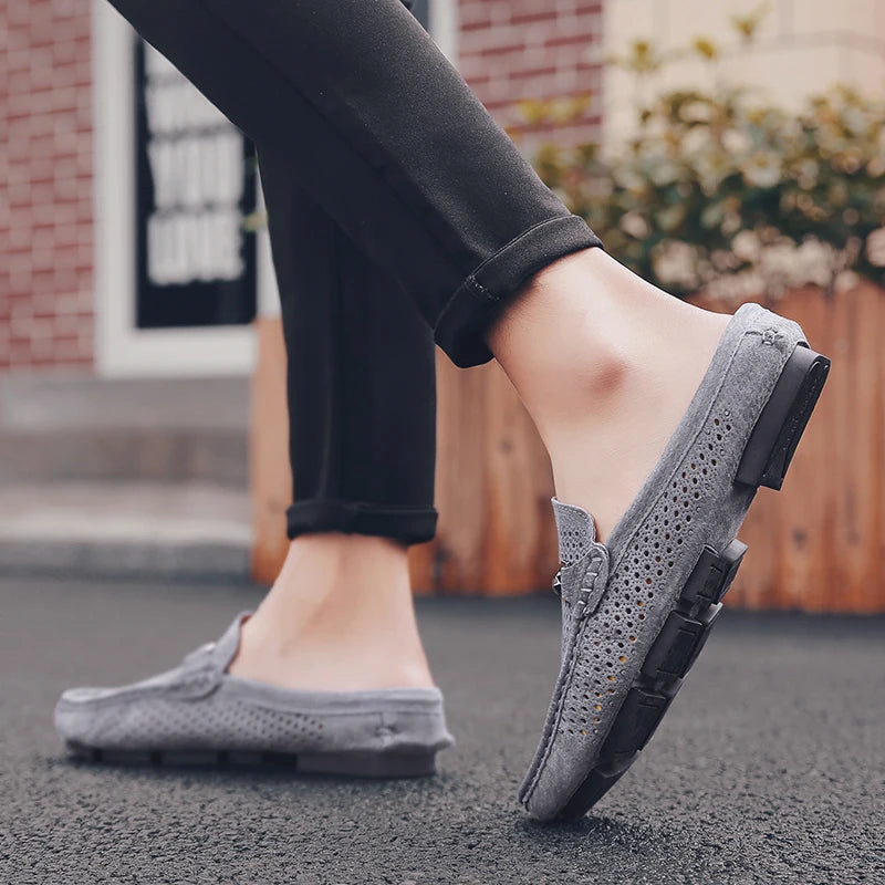 Fashion Men Leather Slippers Outdoor