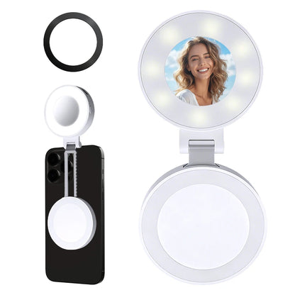 Portable Magnetic Beauty Light with Mirror, USB Rechargeable Selfie Light for Makeup