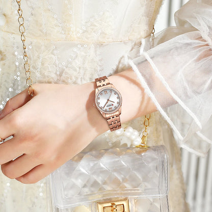 CURREN Luxury Watch Women Ring Necklace Earrings Rhinestone Fashion Wristwatch Female Casual Ladies Watches Bracelet 5PCS Set