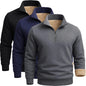3 Pack Men's Long Sleeve Zip Thick Pullover Winter Warm Sherpa Lined TShirt Men Autumn Outdoor Heavyweight Sweatshirts US SIZE