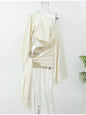 Women Solid Color Shawl Tops Mini Knot Skirt Suit Cotton Linen Comfort Skirts Set 2026 Spring Summer Lady Beach Holiday Outfit