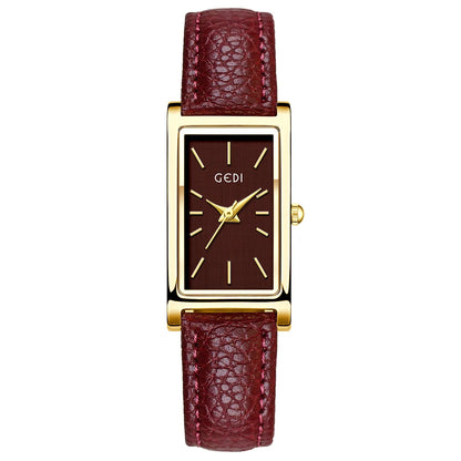 Ladies Watch Simple High-end Feel  Ankela Red Square Temperament Retro Style Waterproof belt Women's Fashion Quartz Watches