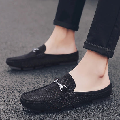 Fashion Men Leather Slippers Outdoor