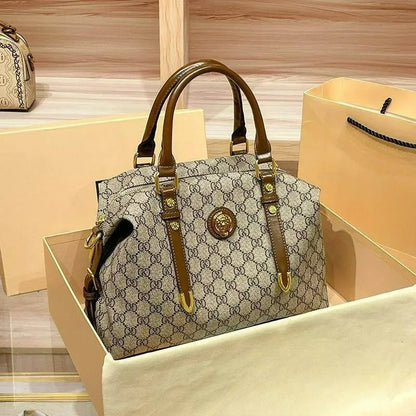 Handbag 2026 new retro printed versatile travel large capacity shoulder bag Boston crossbody bag multiple compartments