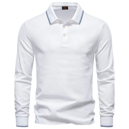 2025 Autumn New Men's Deer Embroidery Cotton Rich Blend Breathable Polo Shirts Long Sleeve Social Business Golf Polo Shirts Male