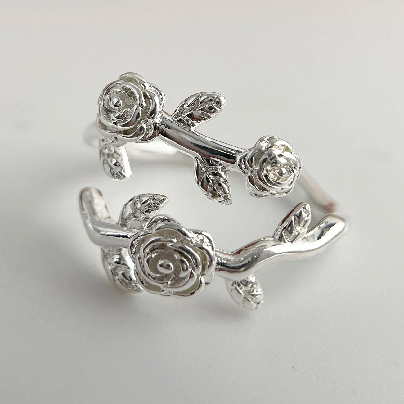 925 Sterling Silver Rings for Women Couple Minimalist Handmade Simple Retro Rose Flower Ring Fine Jewelry Gift Prevent Allergy