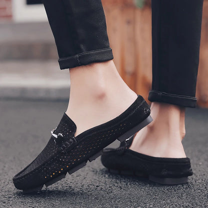 Fashion Men Leather Slippers Outdoor