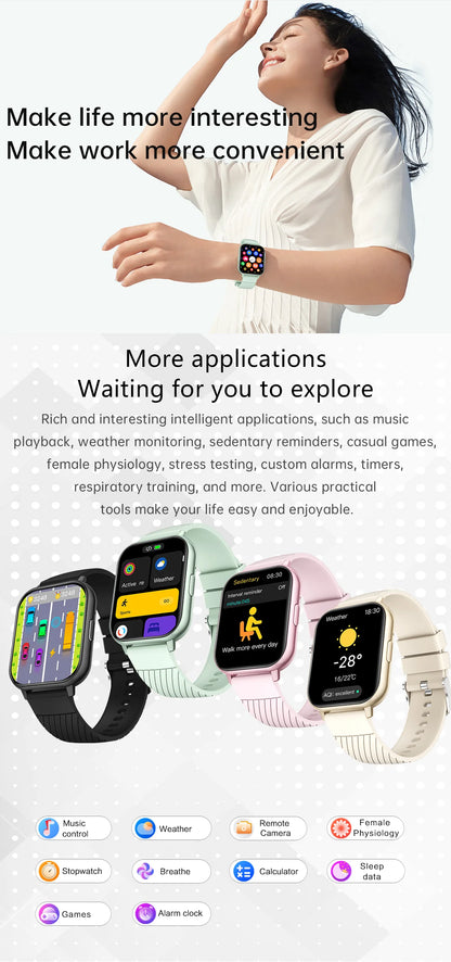 LIGE New Bluetooth Call Smart Watches Women Wrist Watch Sports Fitness Watches IP67 Waterproof Smartwatch For iPhone Android iOS
