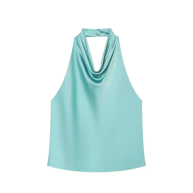 Styledora Satin Halter Top