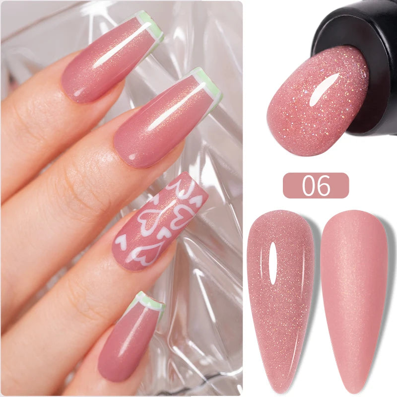 30ML Glitter Poly Nail Gel Hema Free Pink Glitter Acrylic Gel Finger Extension Nail Gel Semi-Permanent Nail Varnish For Manicure