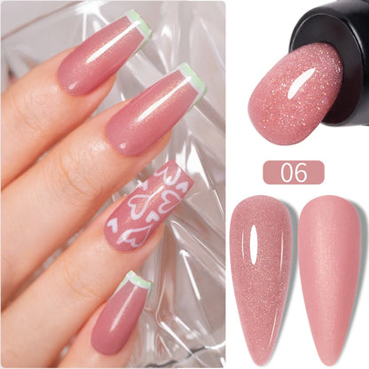 30ML Glitter Poly Nail Gel Hema Free Pink Glitter Acrylic Gel Finger Extension Nail Gel Semi-Permanent Nail Varnish For Manicure