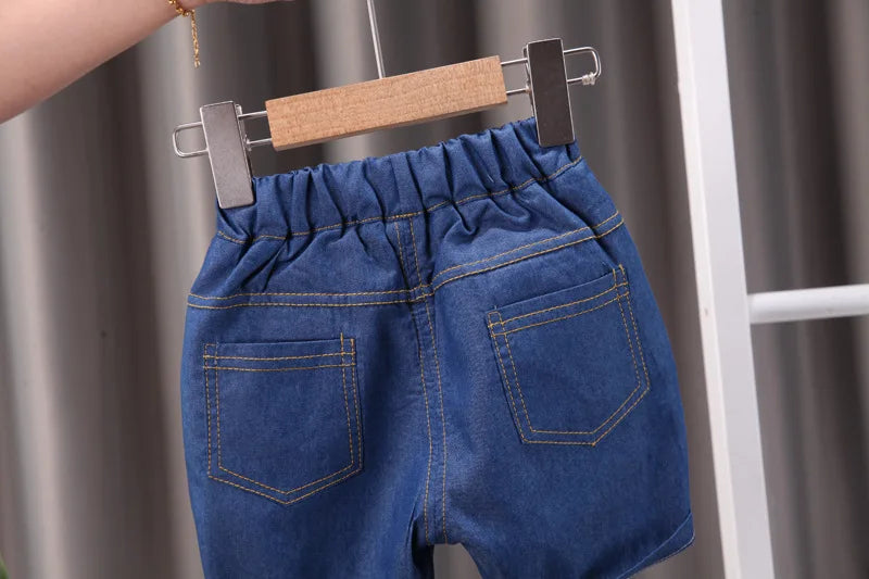 Summer Baby Boys Denim Clothes Suit Children Outfits Fashion Solid Shirt Shorts 2Pcs/Sets Toddler Casual Costume Kids Tracksuits