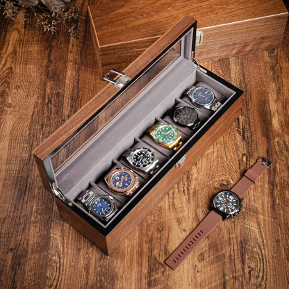 Wooden Watch Box Mens Watch Case Storage Box Travel Luxury Watches Organizer Display Collection Portable Storage Boxes Men Gift