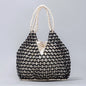 Handmade Woven Beaded Handbag For Women Exquisite Hollow-out Wooden Beaded Shoulder Bag Female Beach Bag