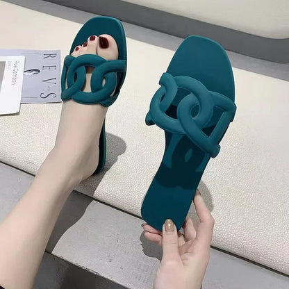 Woman Flat Slippers Candy Color Sandals