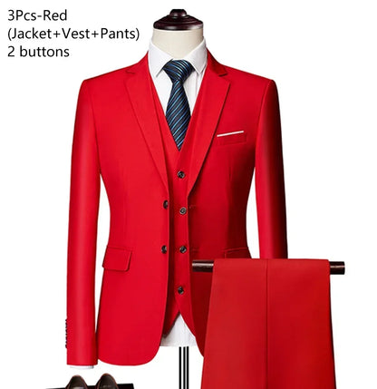 Suits For Men 3 Pieces Set Elegant Wedding  Fashion Classic Full Jackets Vest Pants Blazers Outfit 2026 Formal Costume