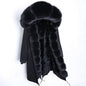 Maomaokong Winter Woman Natural Fur Overcoat Plus Size Black Parkas Raccoon Real Fur Lining Extra Larg Warm Jacket Coats Long