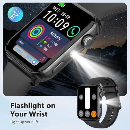 Blackview 2025 R30 Max Smartwatch with Flashlight 1.91'' TFT Screen Health Monitoring Bluetooth Call Watches for Men Women Gifts