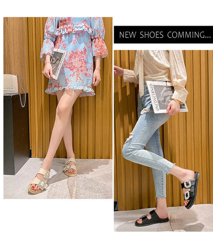 2026 Brand Rhinestone Buckle Sandals