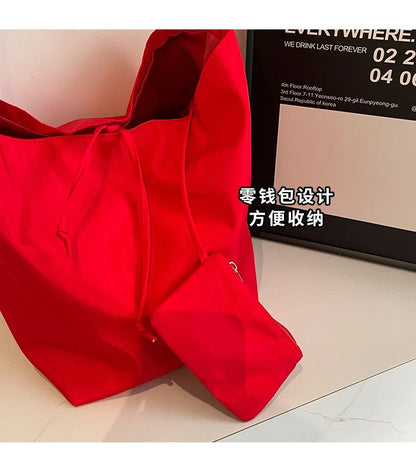 Minimalist and lazy style tote shoulder bag, women's large capacity armpit bag, student class bucket bag, retro shopping bag
