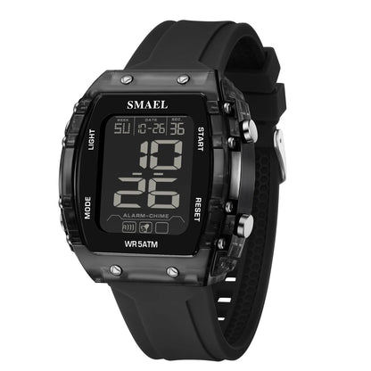 SMAEL Digital Watches Big Dial Rectangle Sport Watches LED Date 8108 Digital Watches 50m Waterproof Shockproof Men's Wristwatch
