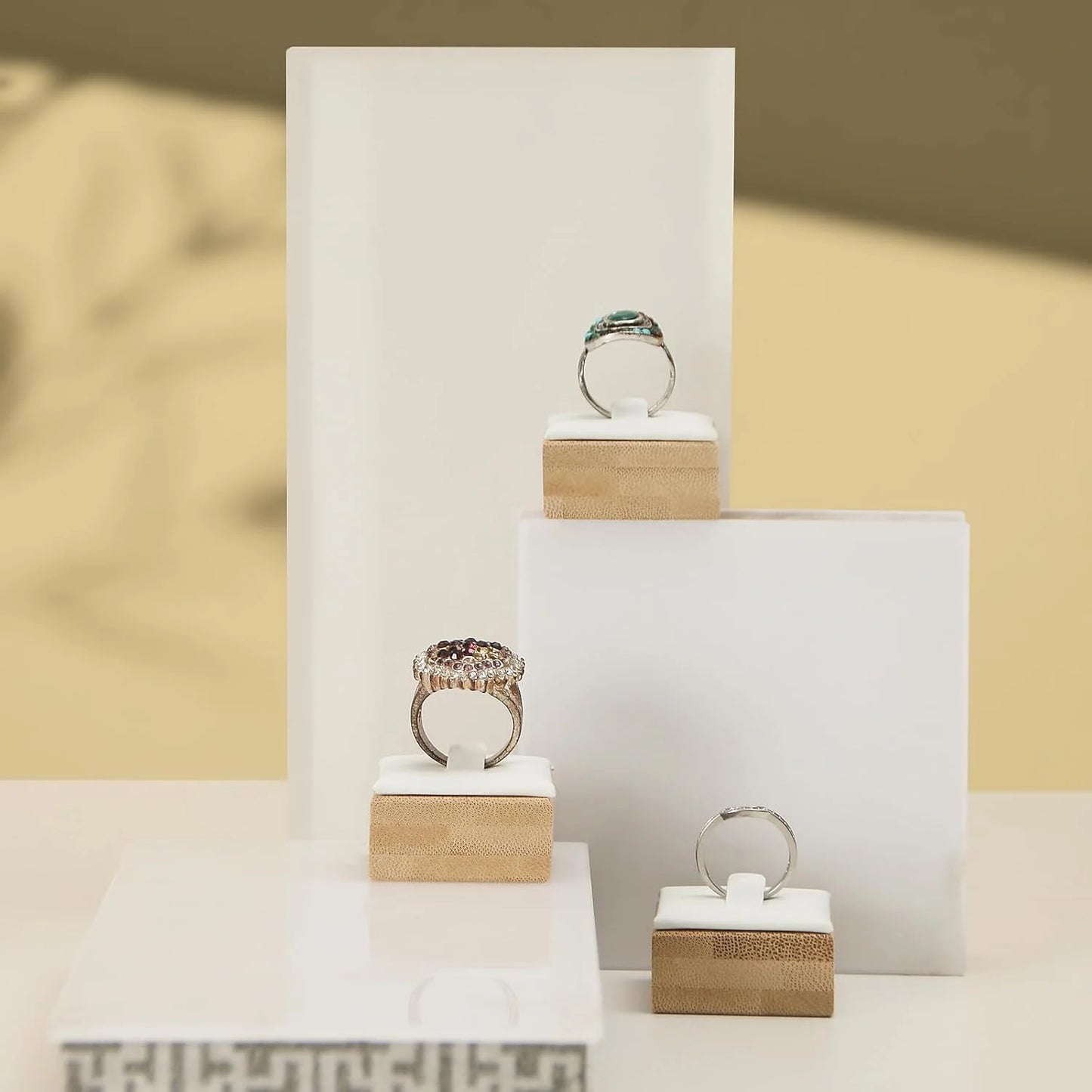 Wooden Ring Display Stand Rings Organizer Jewelry Holder Jewelry Show Props Jewelry Box Packaging Leather And Velvet Case