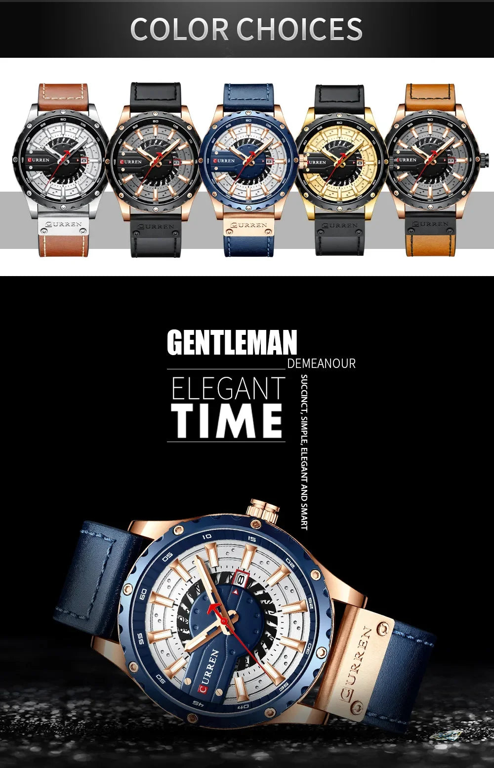 CURREN Brand Quartz Watch Men New Fashion Waterproof Casual Business Military Men Watch Auto Date Watches Relogio Masculino