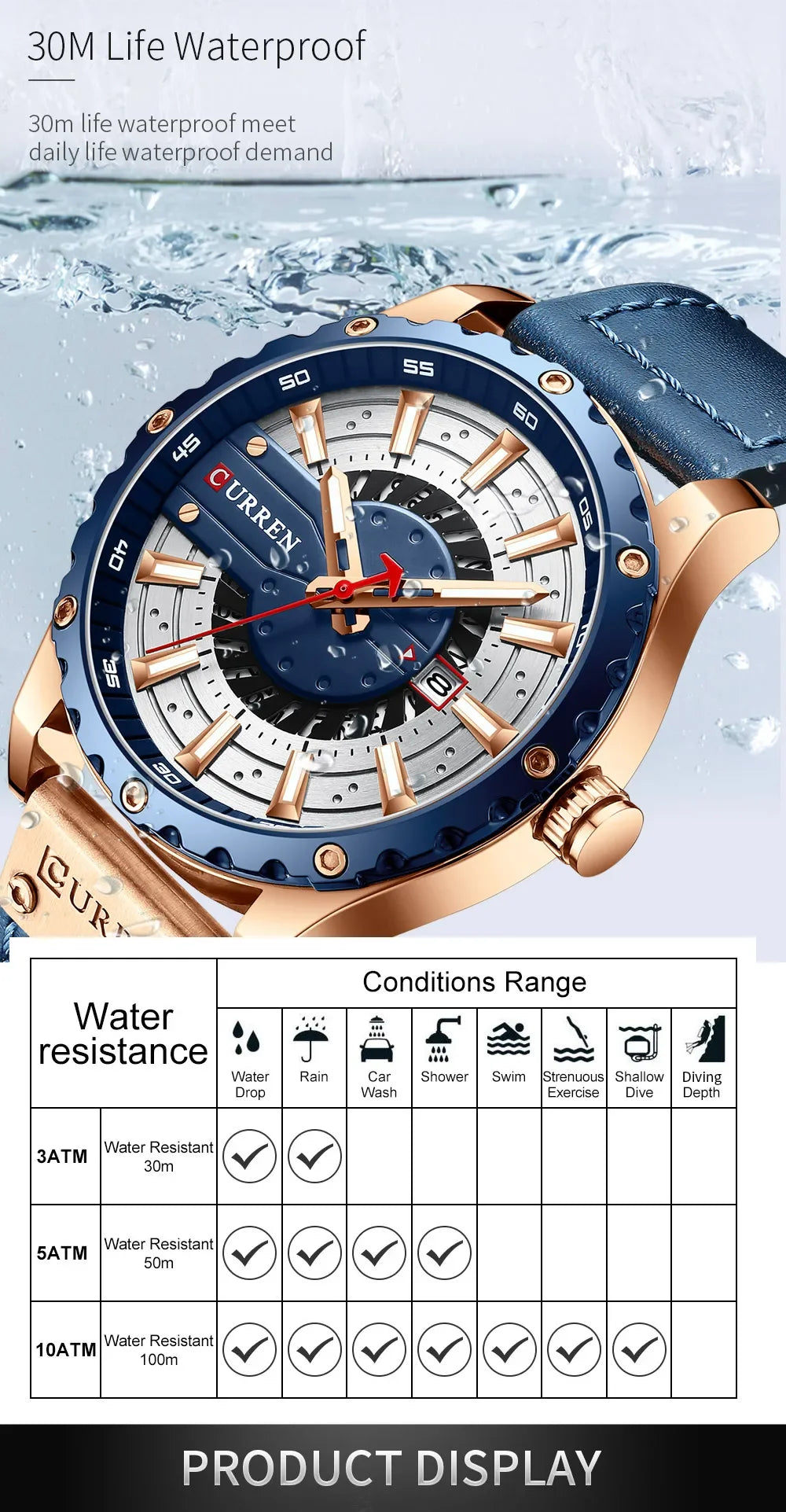 CURREN Brand Quartz Watch Men New Fashion Waterproof Casual Business Military Men Watch Auto Date Watches Relogio Masculino