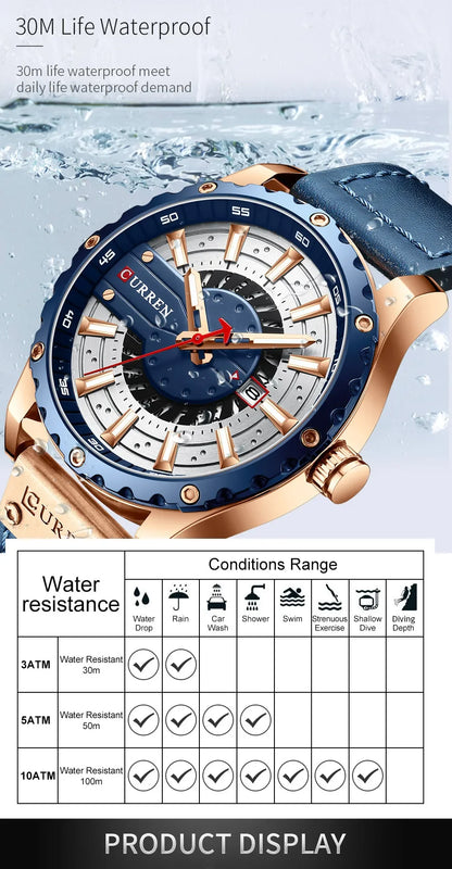 CURREN Brand Quartz Watch Men New Fashion Waterproof Casual Business Military Men Watch Auto Date Watches Relogio Masculino
