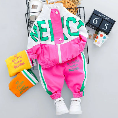 Baby Boys Girls Clothes stamp Cotton T-Shirt Pants 2Pcs/sets